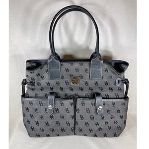 Dooney & Bourke Black & Grey Signature Logo Extra Large Shoulder Bag